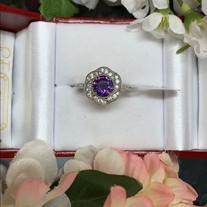 NWT GORGEOUS purple and silver ring size 9
